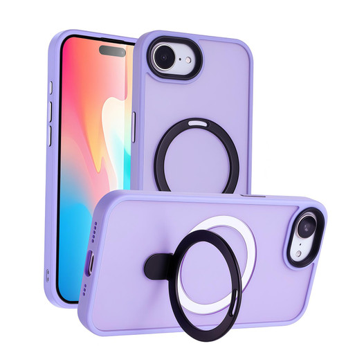 iPhone 16e / 17e Skin-feel MagSafe Holder PC Hybrid TPU Phone Case - Purple