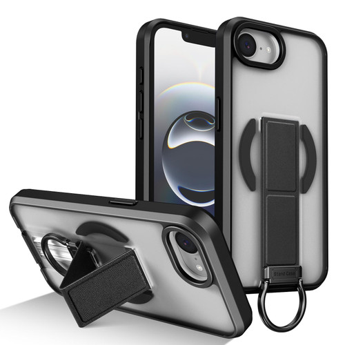 iPhone 16e / 17e Skin-Friendly D-Ring Holder Magnetic Shockproof Phone Case - Black