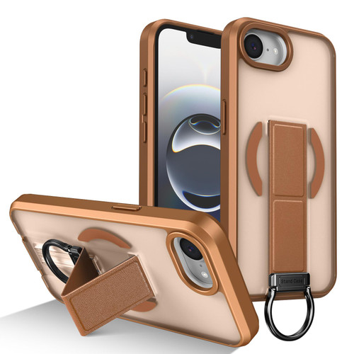 iPhone 16e / 17e Skin-Friendly D-Ring Holder Magnetic Shockproof Phone Case - Khaki