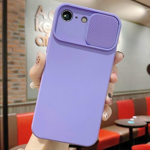 iPhone 16e / 17e Slid Camera Shield Liquid Silicone TPU Phone Case - Lavender Purple