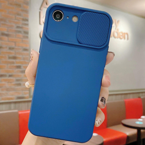 iPhone 16e / 17e Slid Camera Shield Liquid Silicone TPU Phone Case - Navy Blue