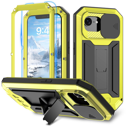 iPhone 16e / 17e Sliding Camera IP68 Waterproof Holder Phone Case - Yellow