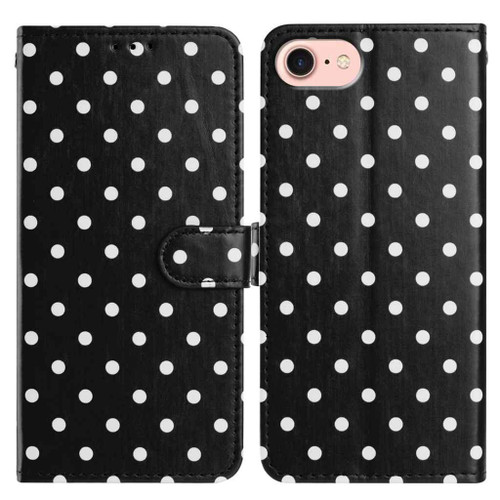 iPhone 16e / 17e Small Dots Pattern Vegan Leather Phone Case - Black