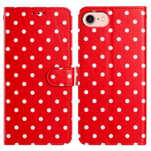 iPhone 16e / 17e Small Dots Pattern Vegan Leather Phone Case - Red