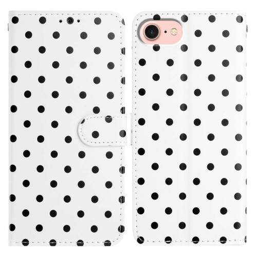 iPhone 16e / 17e Small Dots Pattern Vegan Leather Phone Case - White