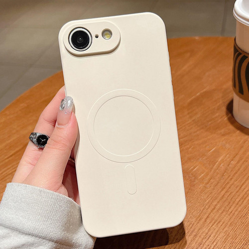 iPhone 16e / 17e Solid Color Liquid Silicone MagSafe Magnetic Phone Case - Antique White