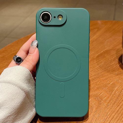 iPhone 16e / 17e Solid Color Liquid Silicone MagSafe Magnetic Phone Case - Dark Green