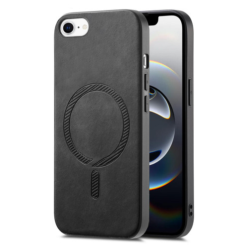 iPhone 16e / 17e Solid Color Retro Magsafe PU Back Cover Phone Case - Black