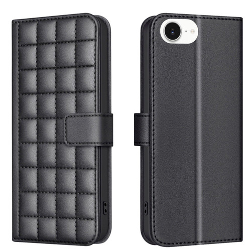 iPhone 16e / 17e Square Texture Leather Phone Case - Black
