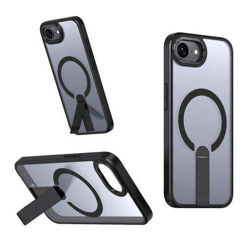 iPhone 16e / 17e Star Shine Series TPU + PC MagSafe Phone Case with Fold Holder - Black