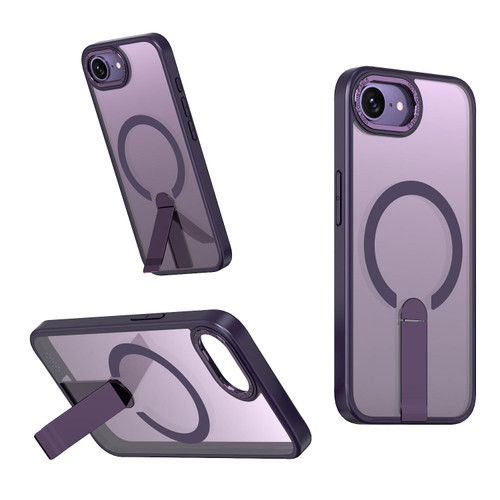 iPhone 16e / 17e Star Shine Series TPU + PC MagSafe Phone Case with Fold Holder - Purple