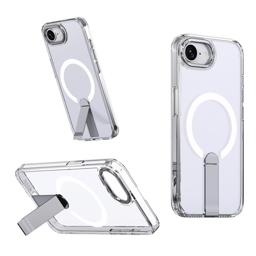 iPhone 16e / 17e Star Shine Series TPU + PC MagSafe Phone Case with Fold Holder - Transparent