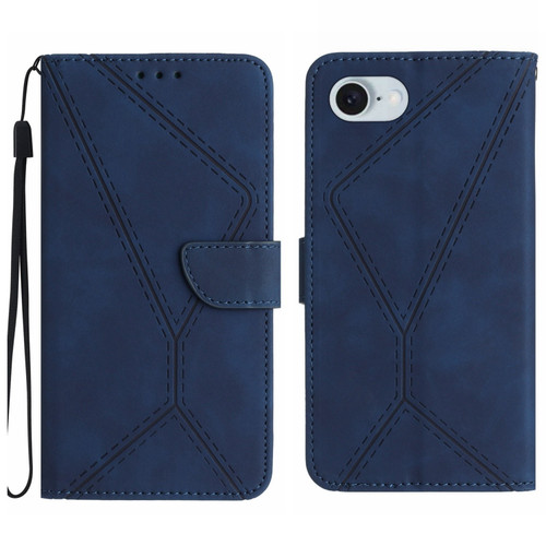 iPhone 16e / 17e Stitching Embossed Leather Phone Case - Blue