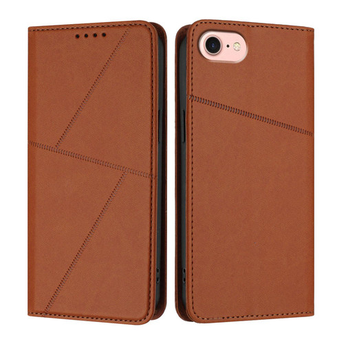 iPhone 16e / 17e Strong Magnetic Frosted Flip Leather Phone Case - Coffee Color