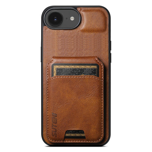 iPhone 16e / 17e Suteni H02 Leather Wallet Stand Back Phone Case - Brown