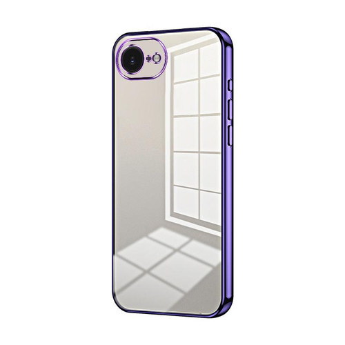 iPhone 16e / 17e Transparent Plating Fine Hole Phone Case - Purple