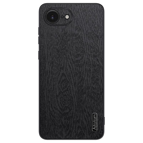 iPhone 16e / 17e Tree Bark Leather Shockproof Phone Case - Black