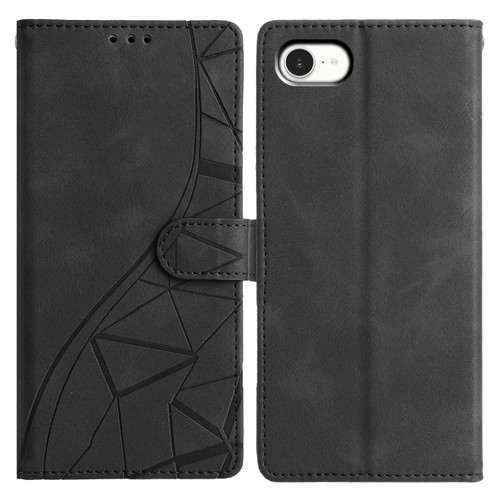 iPhone 16e / 17e Triangles Embossed Leather Phone Case - Black