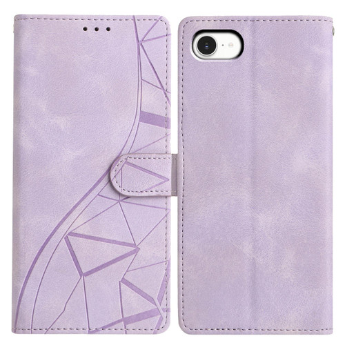 iPhone 16e / 17e Triangles Embossed Leather Phone Case - Purple