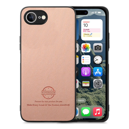 iPhone 16e / 17e Twill Fabric Leather Skin Back Phone Case - Pink