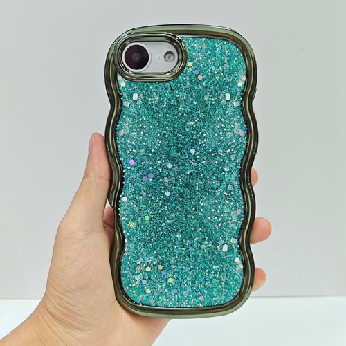 iPhone 16e / 17e Wave Glitter Sequined Electroplated Phone Case - Green