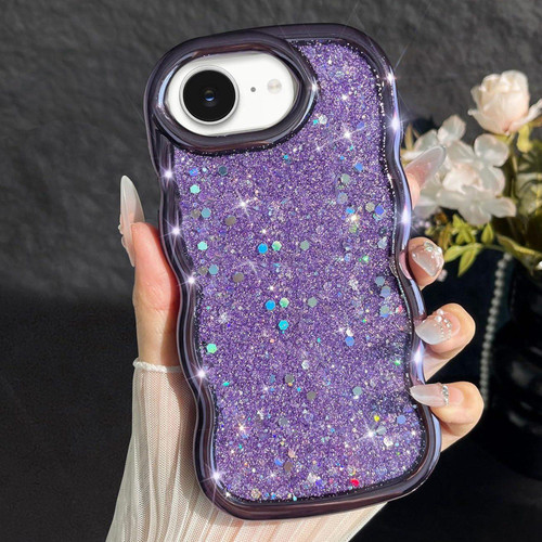 iPhone 16e / 17e Wave Glitter Sequined Electroplated Phone Case - Purple