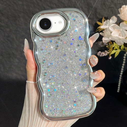 iPhone 16e / 17e Wave Glitter Sequined Electroplated Phone Case - Silver