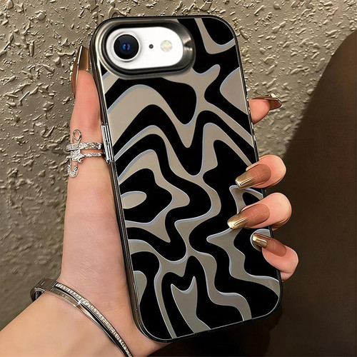iPhone 16e / 17e Wavy Stripes Pattern Frosted IMD 2-in-1 PC Phone Case - Black