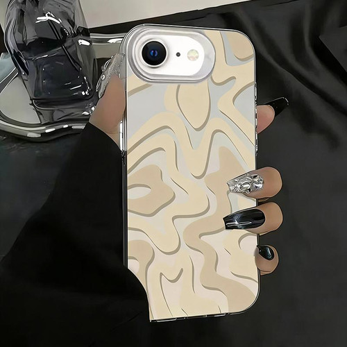 iPhone 16e / 17e Wavy Stripes Pattern Frosted IMD 2-in-1 PC Phone Case - Khaki