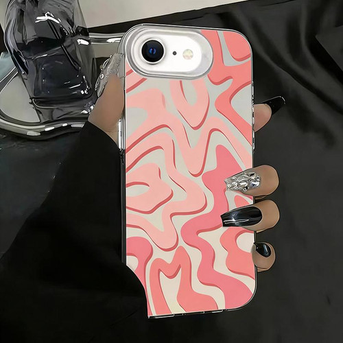 iPhone 16e / 17e Wavy Stripes Pattern Frosted IMD 2-in-1 PC Phone Case - Pink
