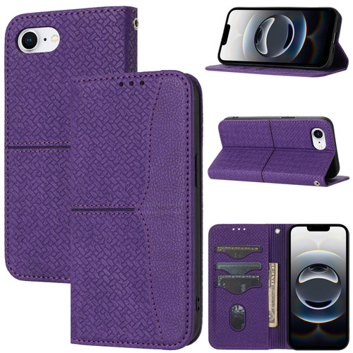 iPhone 16e / 17e Woven Texture Stitching Magnetic Leather Phone Case - Purple