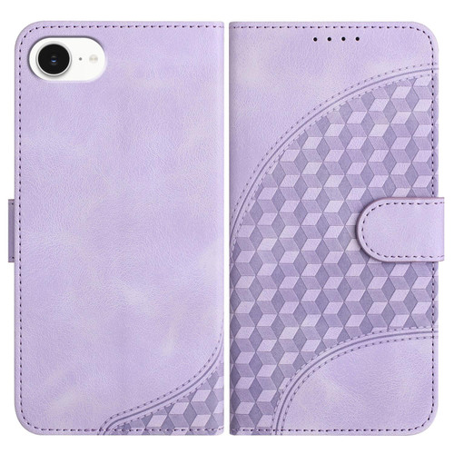 iPhone 16e / 17e YX0060 Elephant Head Embossed Phone Leather Case with Lanyard - Light Purple