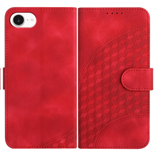 iPhone 16e / 17e YX0060 Elephant Head Embossed Phone Leather Case with Lanyard - Red