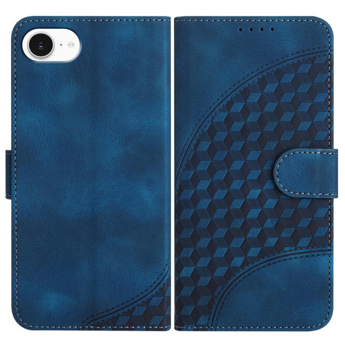 iPhone 16e / 17e YX0060 Elephant Head Embossed Phone Leather Case with Lanyard - Royal Blue