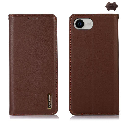 iPhone 16e / 17e KHAZNEH Nappa Top Layer Cowhide Leather Phone Case - Brown