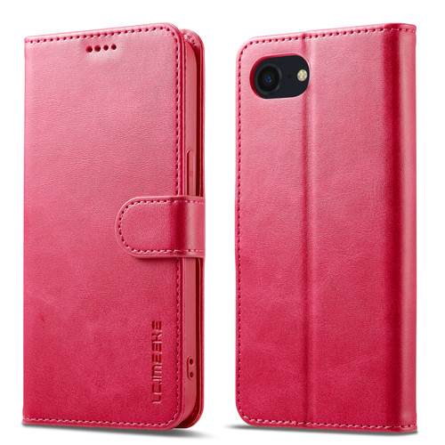 LC.IMEEKE Calf Texture Horizontal Flip Leather Case iPhone 16e / 17e - Red