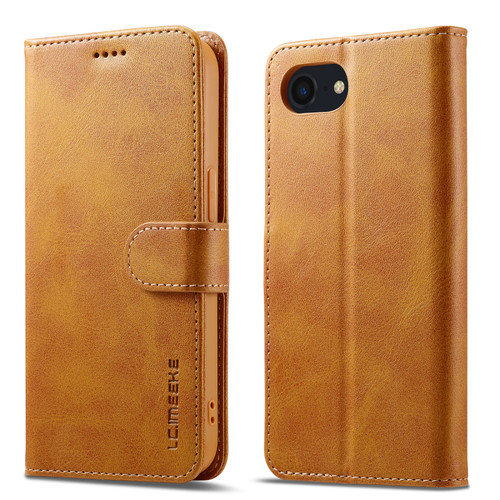 LC.IMEEKE Calf Texture Horizontal Flip Leather Case iPhone 16e / 17e - Yellow