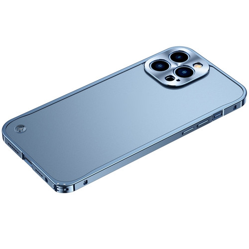 iPhone 14 Pro Max Metal Frame Frosted PC Shockproof Phone Case  - Ocean Blue