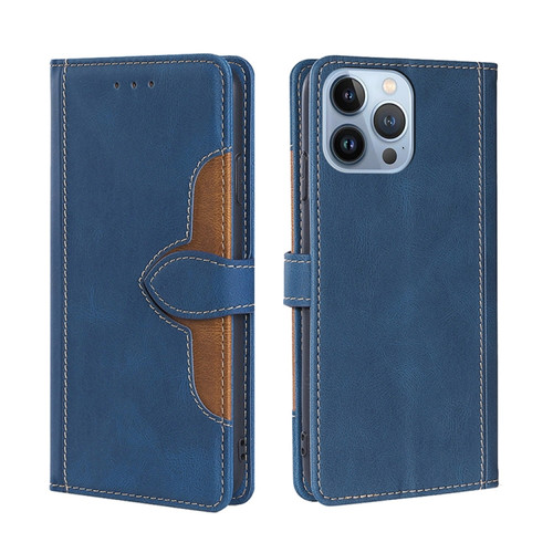 iPhone 14 Pro Max Skin Feel Magnetic Buckle Leather Phone Case  - Blue