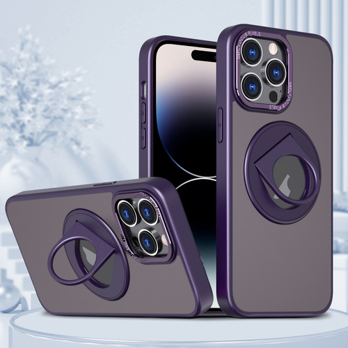 iPhone 14 Pro Max Rotating Ring Magnetic Holder Phone Case - Purple