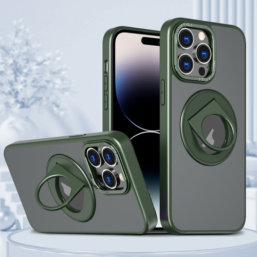 iPhone 14 Pro Max Rotating Ring Magnetic Holder Phone Case - Green
