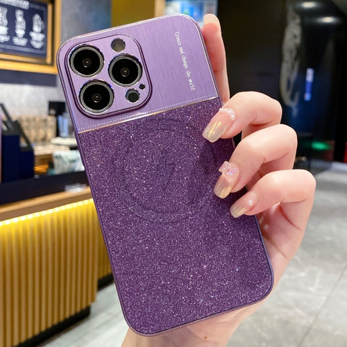 iPhone 14 Pro Max Magsafe Magnetic Metallic Glitter Powder Shockproof Phone Case - Purple