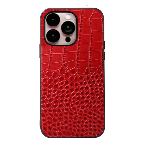 iPhone 14 Pro Max Crocodile Top Layer Cowhide Leather Case  - Red