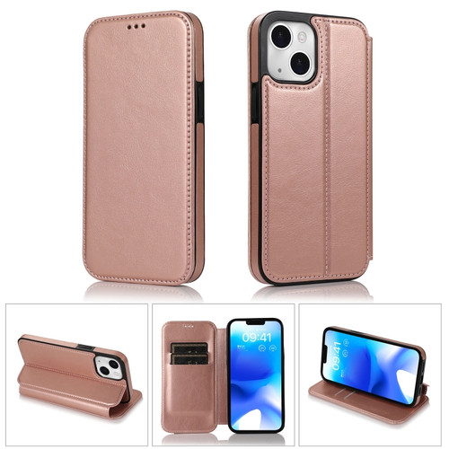 iPhone 14 Pro Max Strong Magnetic Closure PU + TPU Leather Phone Case - Rose Gold