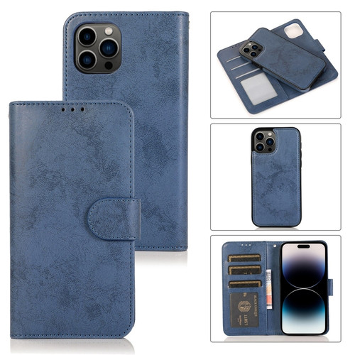 iPhone 14 Pro Max 2 in 1 Detachable Leather Case  - Dark Blue