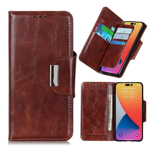 iPhone 14 Pro Max 6 Card Slots Leather Phone Case  - Brown