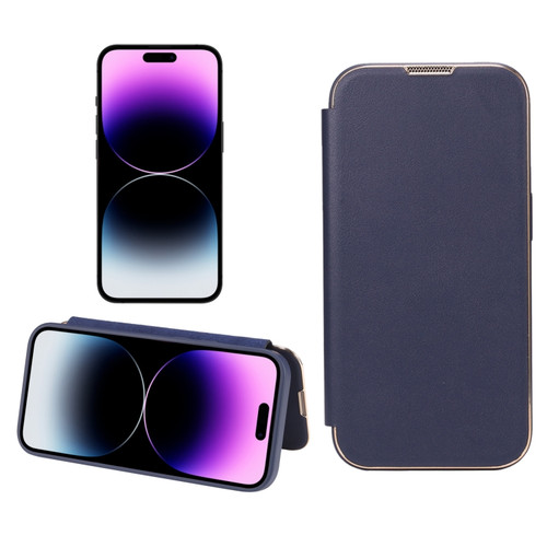 iPhone 14 Pro Max Plain Skin Shield Leather Phone Case - Royal Blue