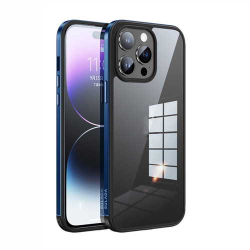 iPhone 14 Pro Max SULADA Metal Frame + Nano Glass + TPU Phone Case - Dark Blue