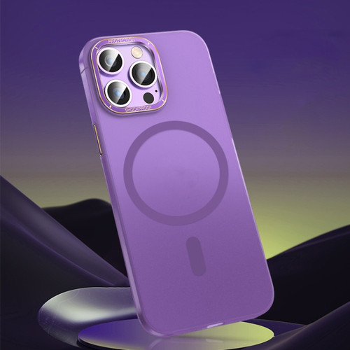 iPhone 14 Pro Max Magsafe Magnetic Crystal Frosted Series Phone Case - Translucent Purple