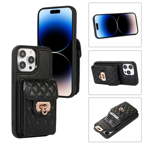iPhone 14 Pro Max Card Slot Leather Phone Case - Black